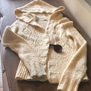 Free People Chunky Hooded Sweater with Button
